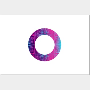 Abstract ornamental Zero sign, abstract circle sign in pink and blue Posters and Art